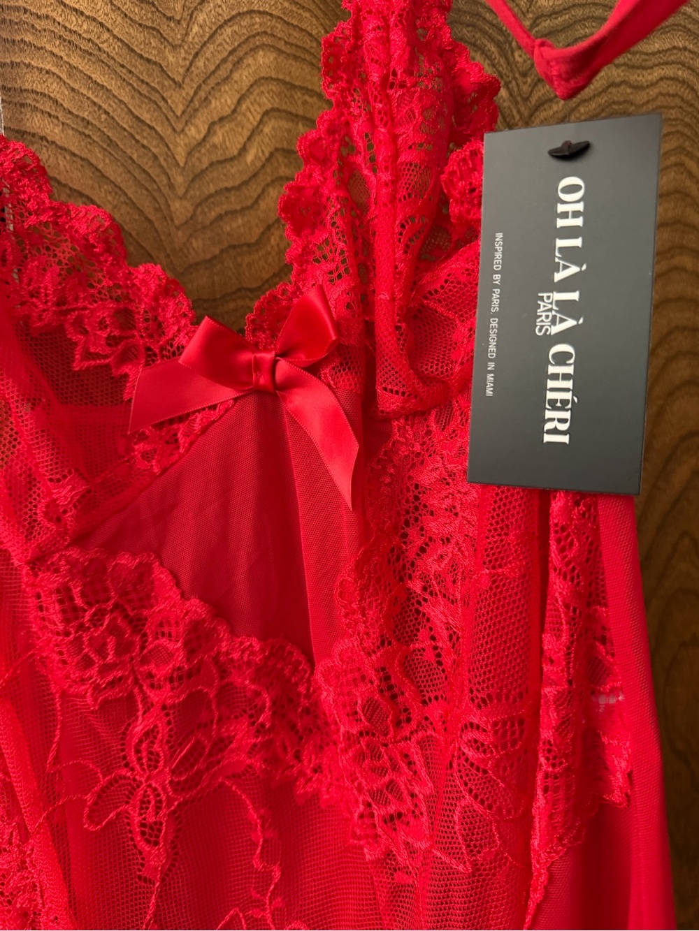 Red Lace & Satin Bow Chemise